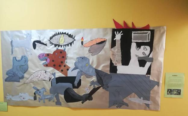 Una de las obras del mural del colegio. /