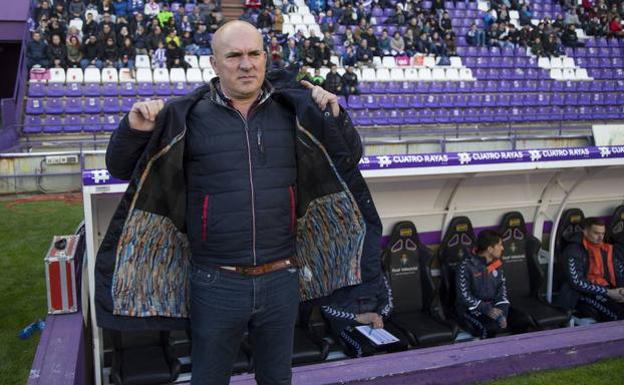 Luis César Sampedro, en su último partido en Zorrilla ante el Reus./Mingueza