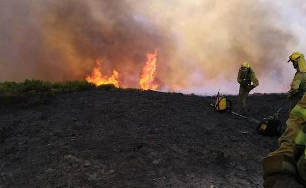 Un incendio forestal en Anllarinos del Sil obliga a intervenir a cinco medios aéreos de la Junta