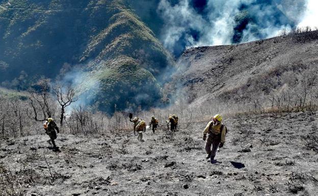 El incendio de Anllarinos evoluciona favorablemente pese a las complicaciones orográficas