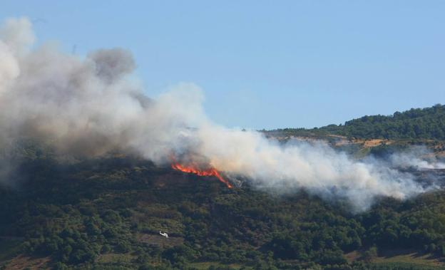 Un nuevo incendio en la comarca del Bierzo afecta a la localidad de San Vicente, en el municipio de Arganza
