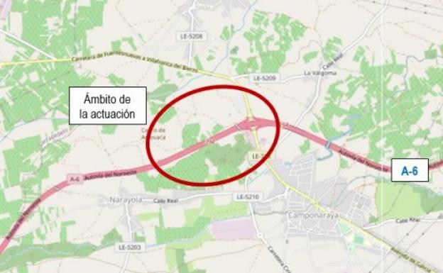 El Mitma inicia la reparación de una obra de drenaje en la A-6 en Camponaraya que producirá afecciones al tráfico