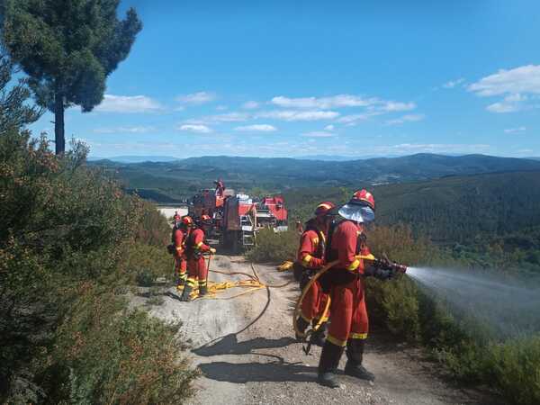 Ejercicios de formación en lucha contra incendios forestales del batallón de emergencias de la UME en Vega de Espinareda