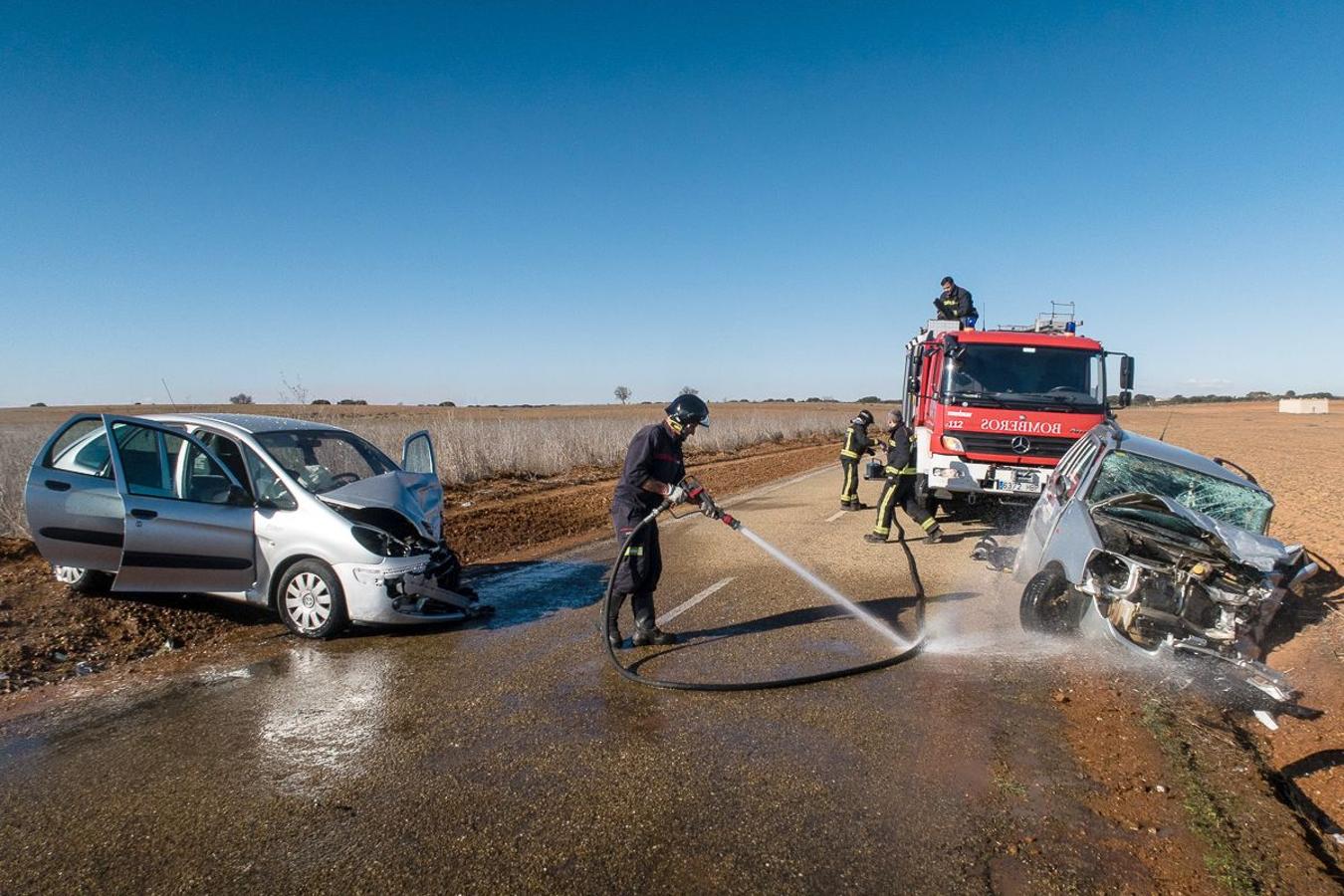 Espectacular accidente en Campazas