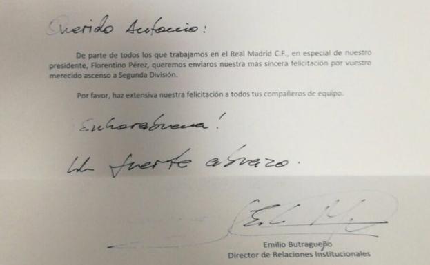 El Real Madrid felicita a la Cultural