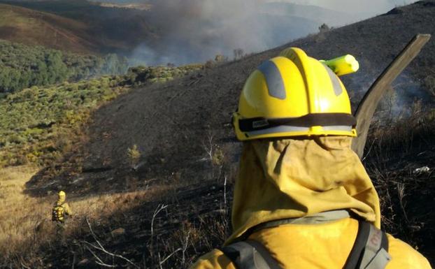 Controlado el incendio intencionado declarado este lunes en Folgoso de la Ribera