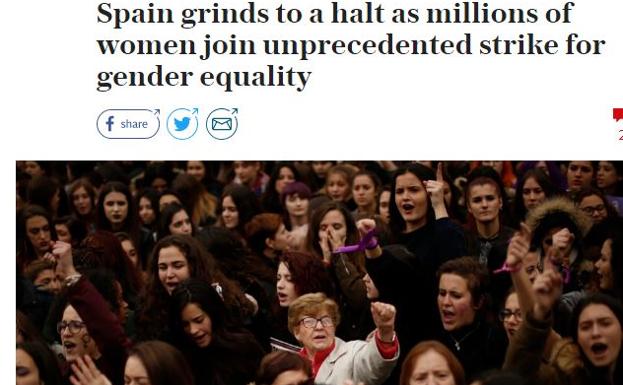 La prensa internacional se hace eco de la huelga feminista «histórica» y «sin precedentes»