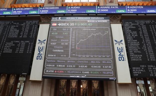 El Ibex-35 gana un 3,96% en abril y se queda a las puertas de los 10.000