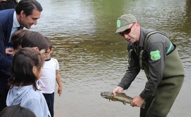 Junta y CHD repueblan el Bernesga de truchas y crean el primer coto de pesca urbano de la comunidad