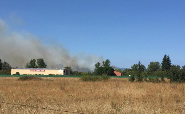 Cinco unidades terrestres y un helicóptero combaten las llamas en Villamquilambre