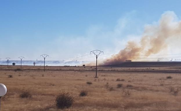 Un incendio en una zona de rastrojos pone en alerta a Ribaseca