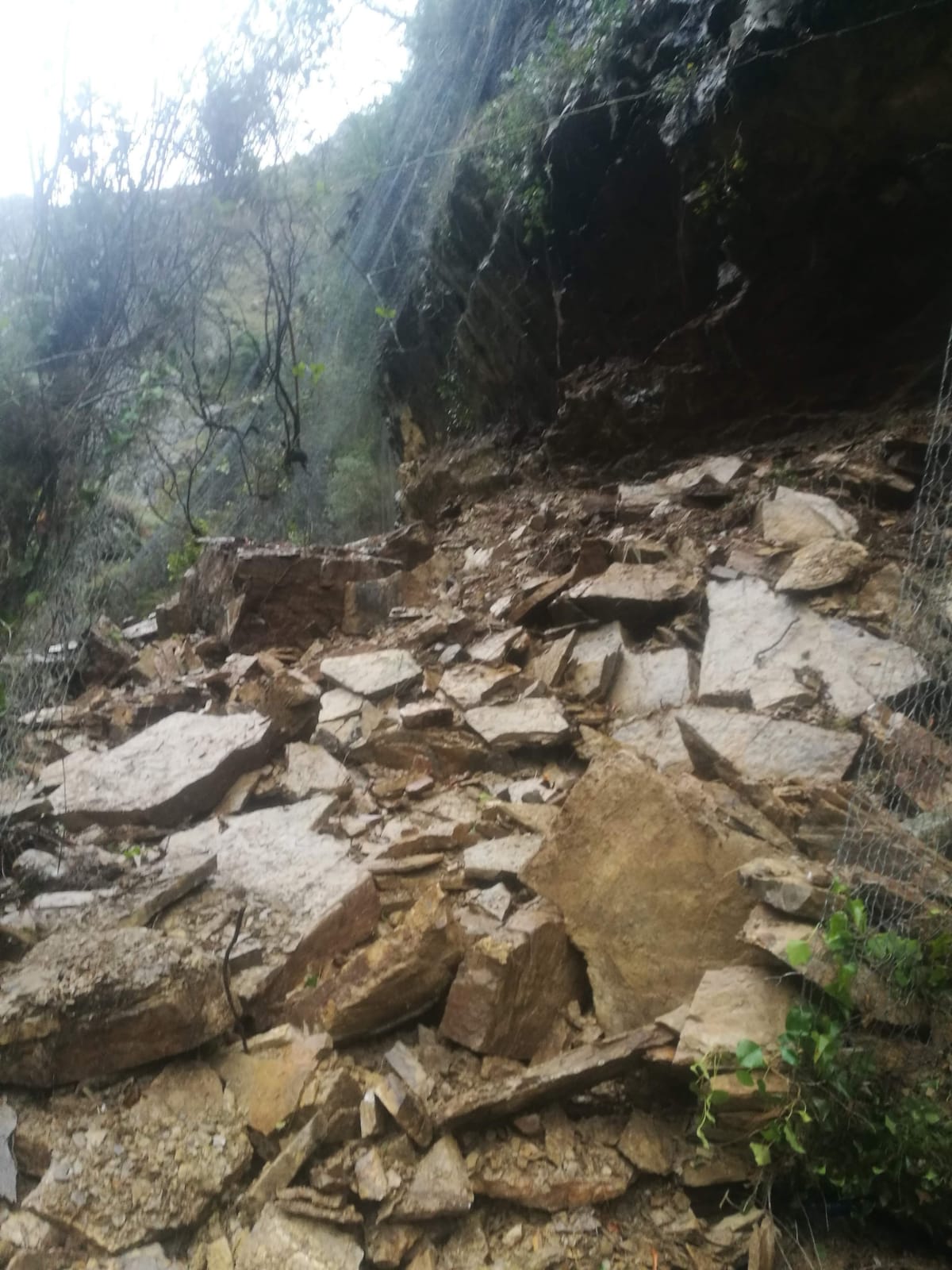 Imágenes del argayo que mantiene cortado el desfiladero de los Beyos