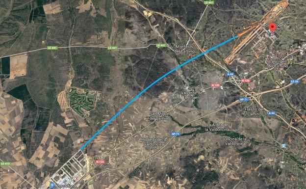 Villadangos plantea una nueva carretera que una su polígono industrial con el Aeropuerto de León