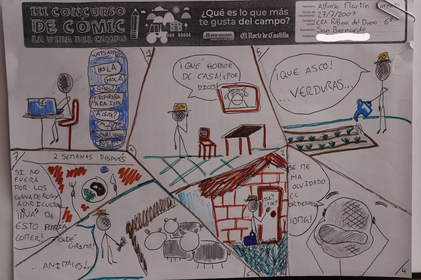 Trabajos de 6º de Primaria en la modalidad de cómic del III Concurso de Dibujo y Cómic 'La vida del campo'