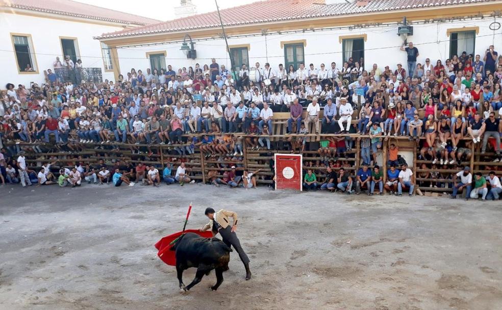 Javier Castaño, durante su actuación en la plaza de Barracos, donde la intensidad del público es evidente. /Efe