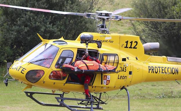 Evacuado en helicóptero un trabajador que se clavó una rama en el pecho en un pinar de Cubillos del Sil