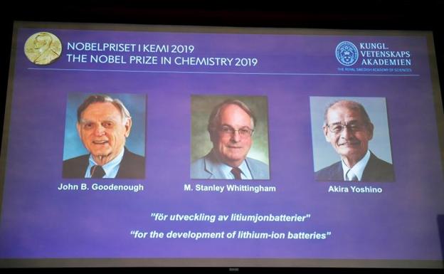 Los tres inventores de la batería de litio ganan el Nobel de Química