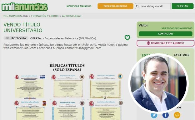 El escándalo de un diputado o cómo conseguir un título de licenciado en Derecho en milanuncios.com