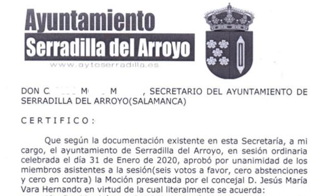 El Ayuntamiento de Serradilla certifica mediante el acta del pleno que el PP votó a favor de la moción leonesista