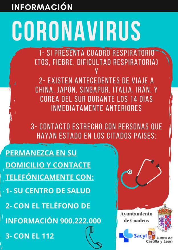 El Ayuntamiento de Cuadros adopta las medidas necesarias para luchar contra el Covid-19