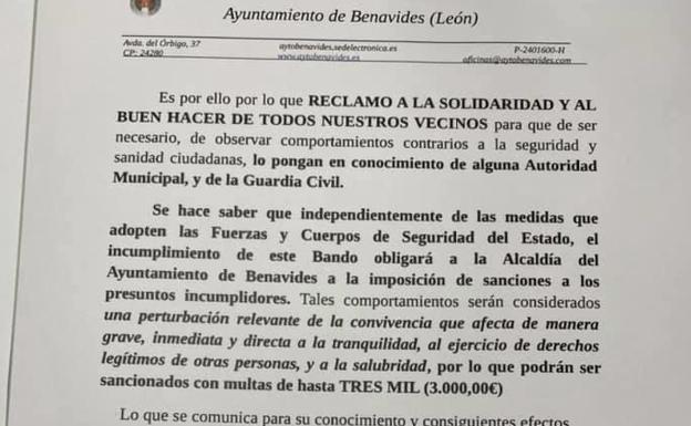 El Defensor del Pueblo deja sin validez un bando de Benavides «por imponer mayores restricciones» que el estado de alarma