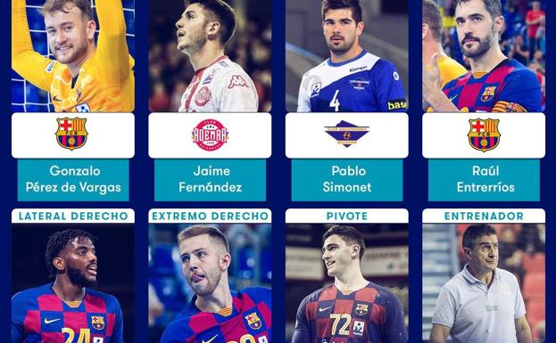 Manolo Cadenas, Gonzalo Carou y Jaime Fernández en el '7 Ideal' de la Liga Sacyr Asobal