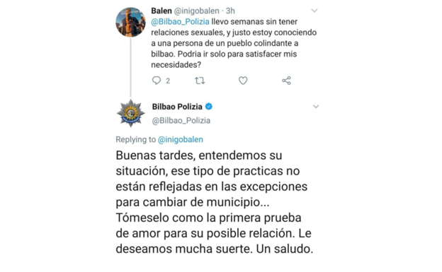 Los consejos amorosos de la Policía de Bilbao en Twitter