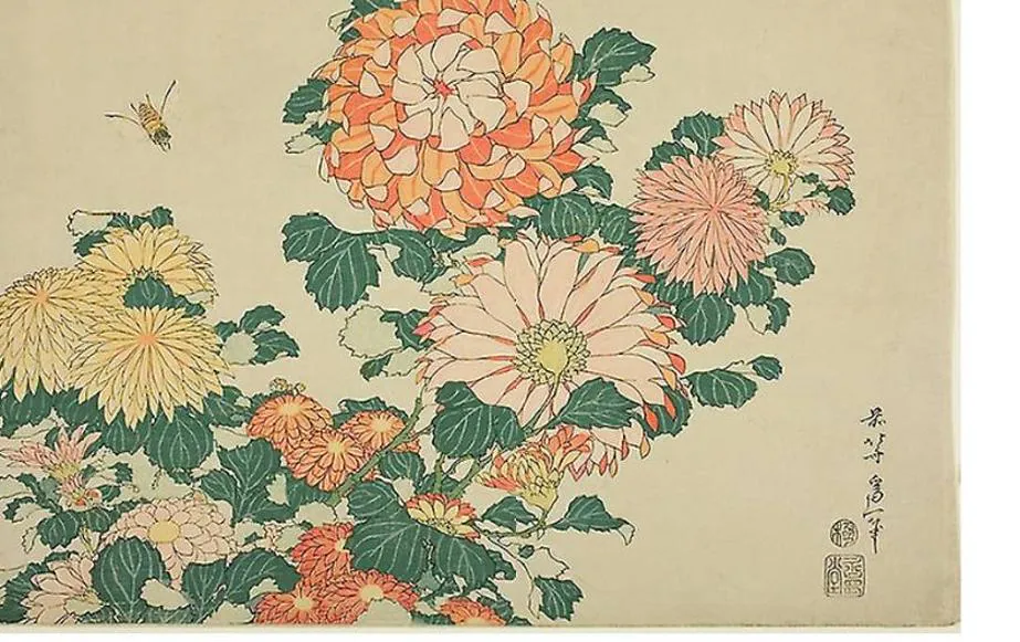 Hokusai (Japón, 1760-1849), autor de la famosa 'La gran ola de Kanagawa', pintó numeroso cuadros con motivos florales, como su 'Crisantemo'./Metropolitan Museum of Art