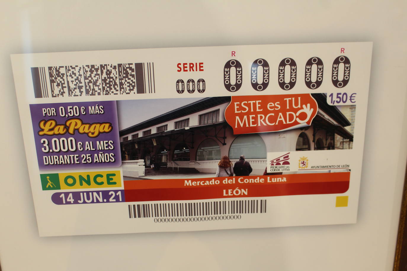 Cinco millones y medio de cupones de la Once lucirán el Mercado del Conde Luna el próximo lunes