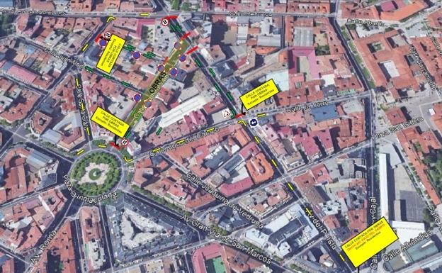 La Policía Local de León informa de cortes de tráfico a partir de este lunes en la intersección de Padre Isla con Ramiro Valbuena