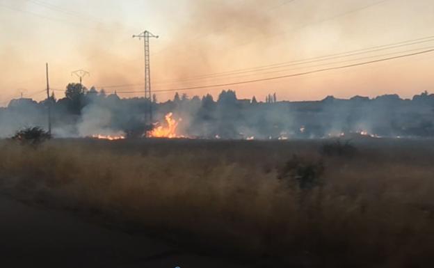Un incendio junto al cruce de Montejos del Camino complica la circulación y obliga a intervenir a Bomberos