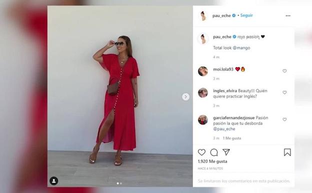 Paula Echevarría presume de bronceado y de color rojo en su último outfit