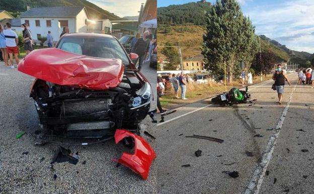 Un varón resulta herido tras chocar con su moto contra un turismo en el cruce de Villamanín