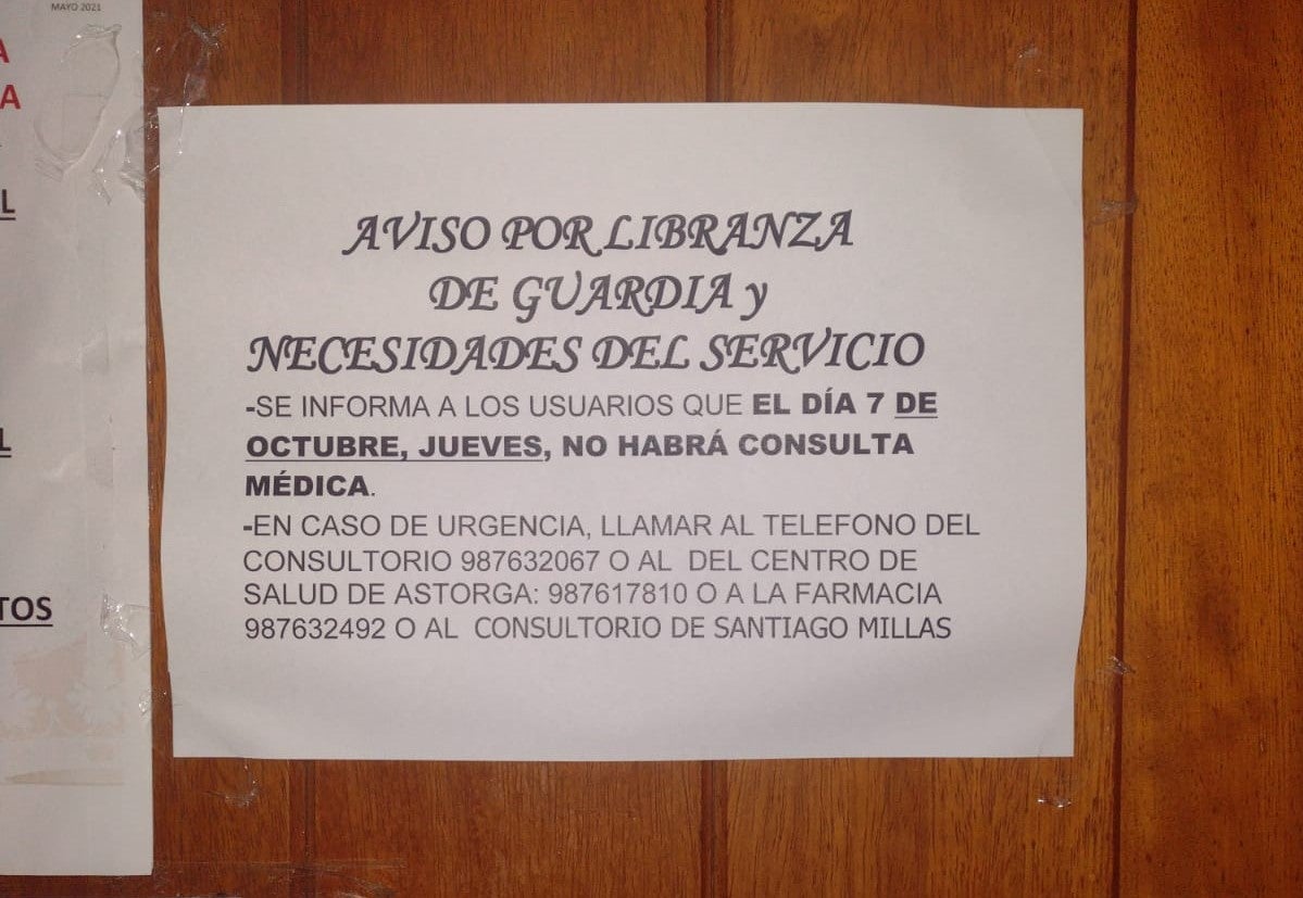 Valderrey se levanta contra la falta de consultas sanitarias en su municipio por «libranza de guardia»