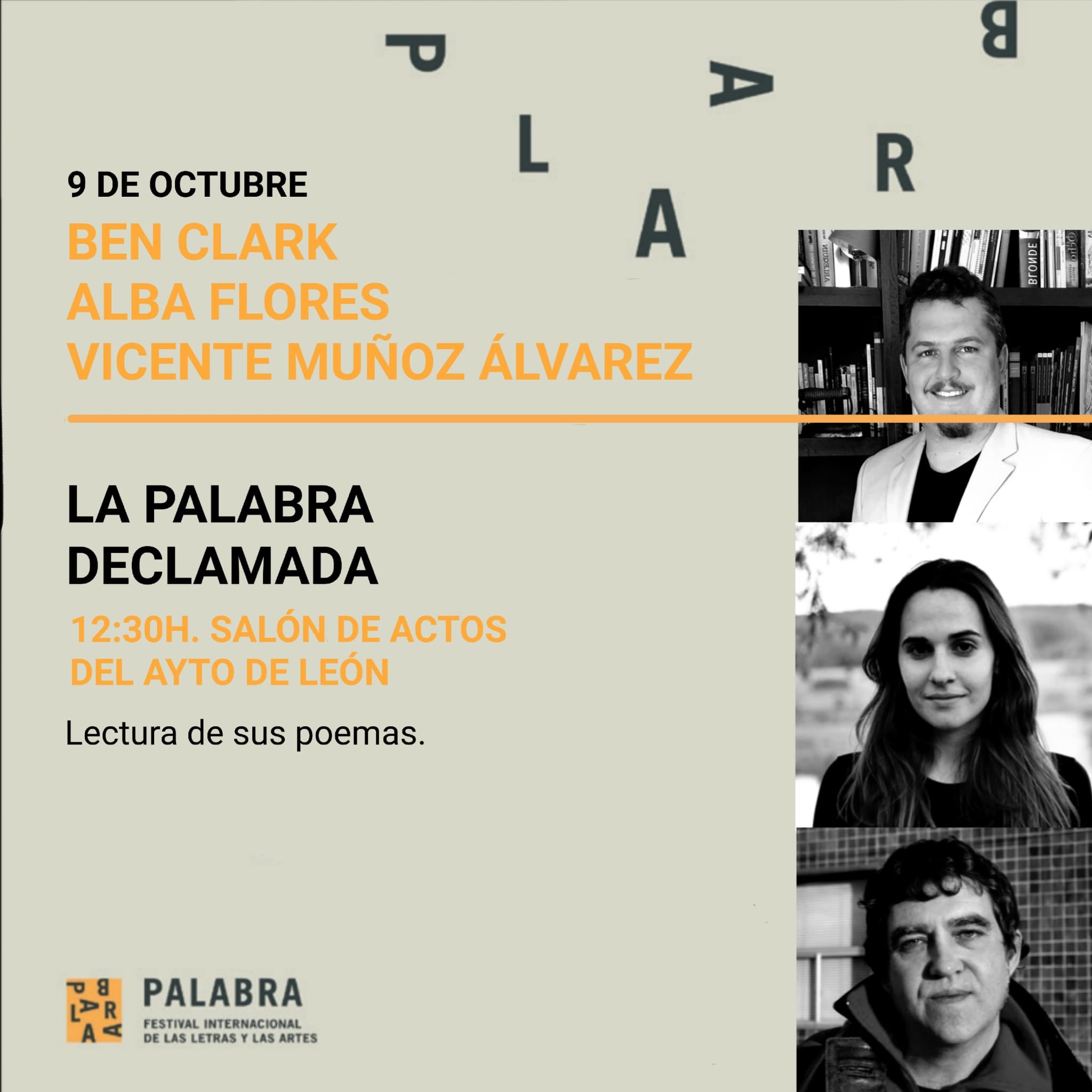 Tres poetas presentan sus poemas este sábado en León dentro del Festival Palabra