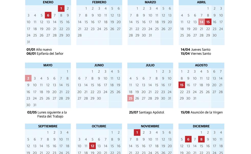 Calendario laboral de 2022: habrá ocho festivos comunes en toda España