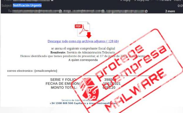 Incibe alerta: «La Agencia Tributaria no te envía una factura, es un malware»