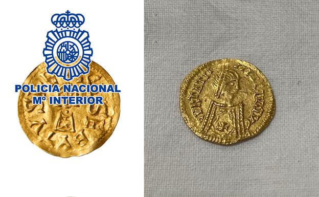 La Policía Nacional recupera en León una moneda visigoda de oro de gran valor histórico