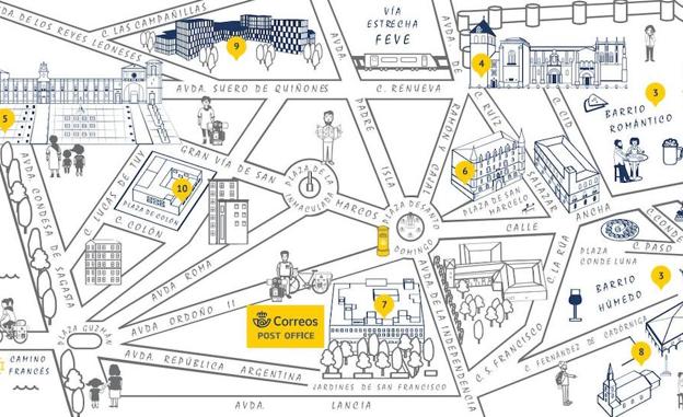 Correos ofrece a los peregrinos un mapa para descubrir los encantos de la ciudad de León