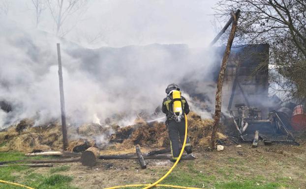 Mueren 30 corderos y ovejas en un incendio declarado en Álbares de la Ribera