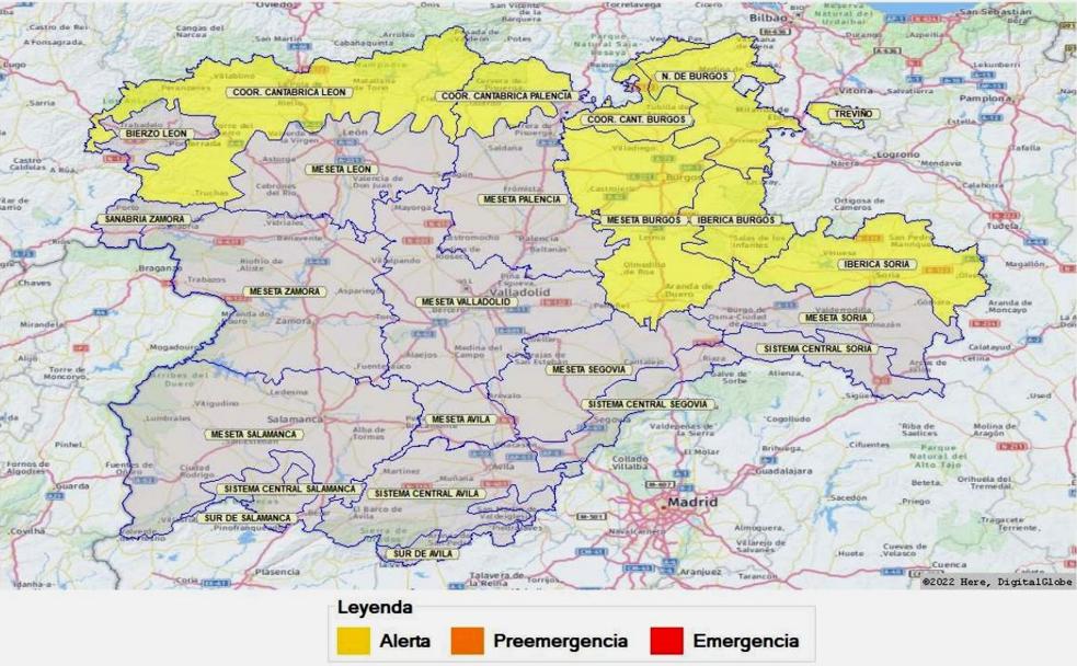 Aviso amarillo por nevadas de hasta 10 centímetros en el norte de León y cinco en Burgos y Palencia