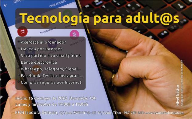 La Fundación Isadora Duncan organiza el taller de «Tecnología para personas adultas»