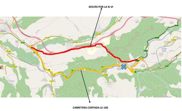 La Junta corta al tráfico la carretera LE-106 en la travesía de Torre del Bierzo hasta el 17 de junio