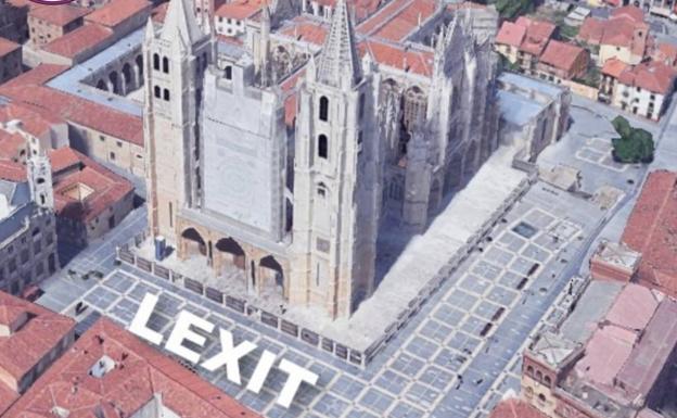 Conceyu País Llionés celebra el día de la Identidá con un 'Lexit' humano de 370 metros cuadrados frente a la catedral de León