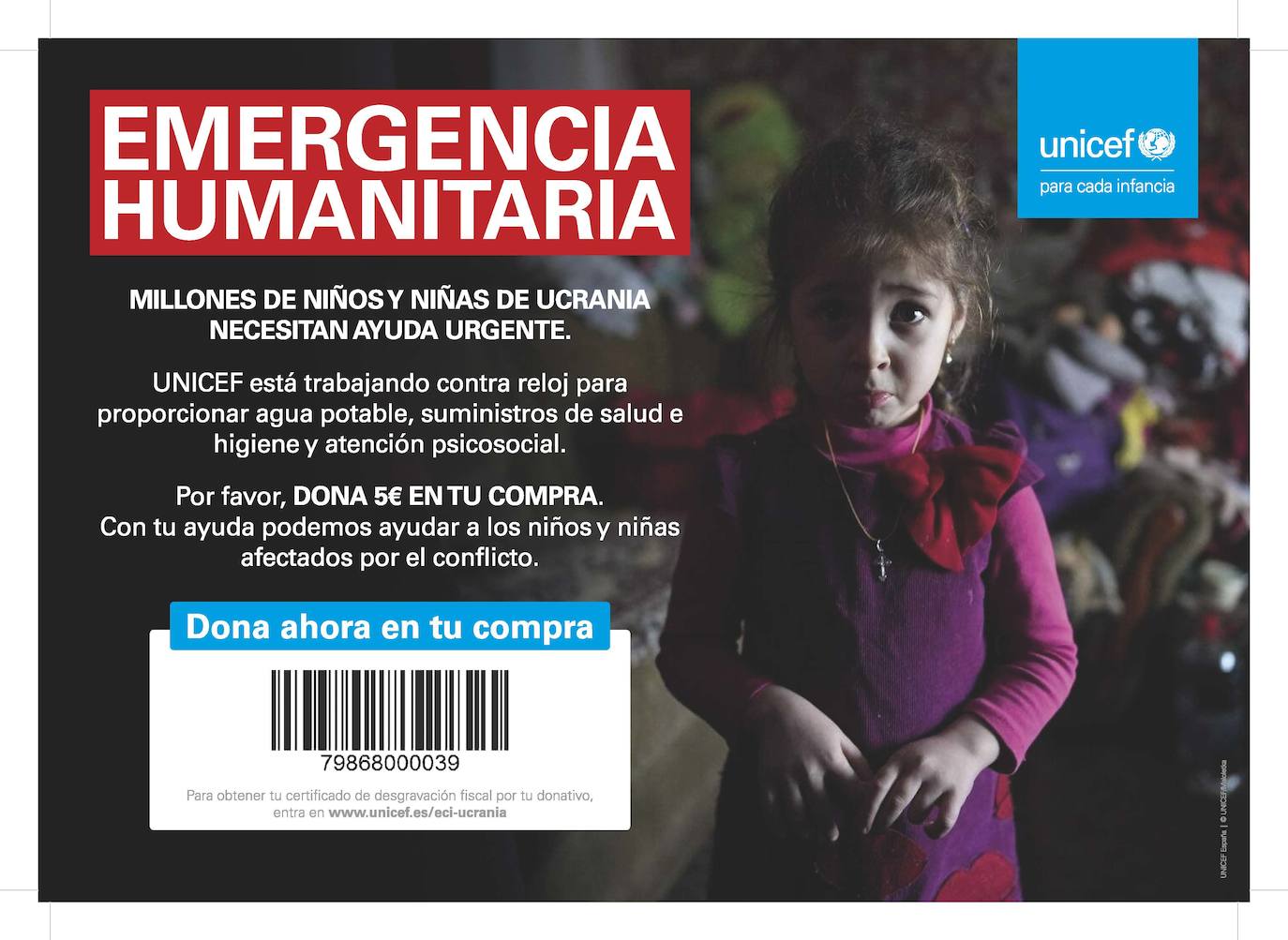 El Corte Inglés entrega 146.000 euros a Unicef para ayudar a los afectados por el conflicto Ucrania