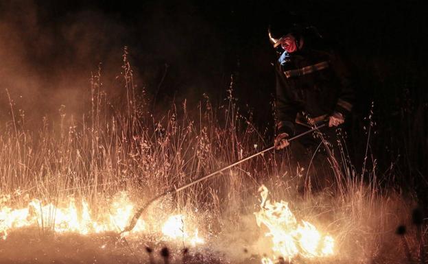 Dos incendios intencionados calcinan siete hectáreas de pasto en León