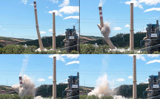 Naturgy derriba este miércoles la chimenea del Grupo I de la central térmica de La Robla