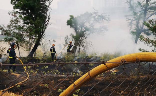 Bomberos de León extinguen un incendio de maleza en el barrio de la Inmaculada