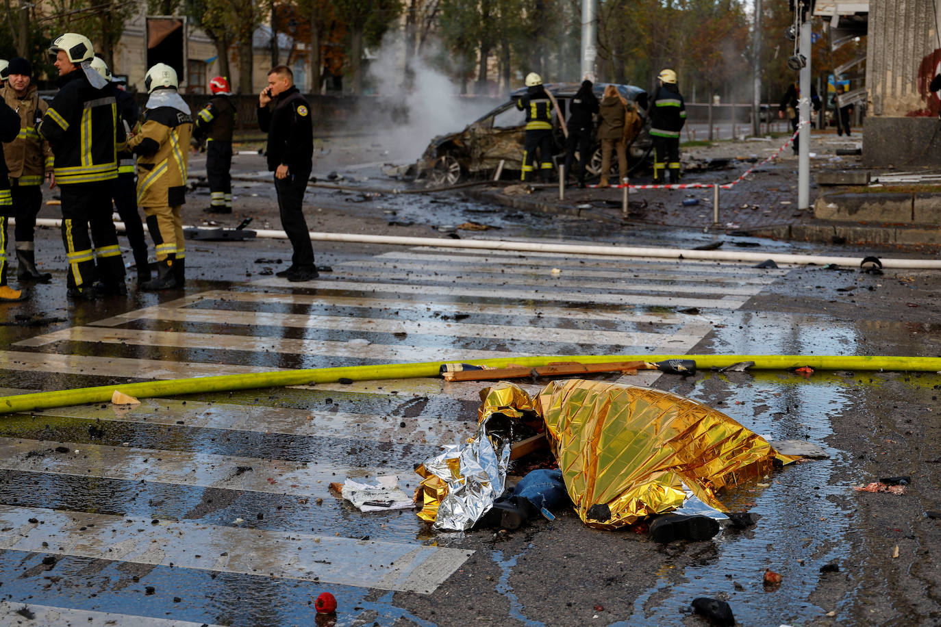 Las imágenes del brutal bombardeo de Rusia en el centro de Kiev