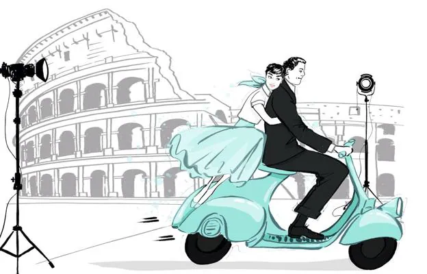 Ilustración de Audrey Hepburn en la película 'Vacaciones en Roma'.